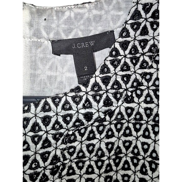J. Crew Size 2 Lace Cream Black Lined Plunge Neck Dress Women Stylish 100%Cotton - Picture 2 of 5